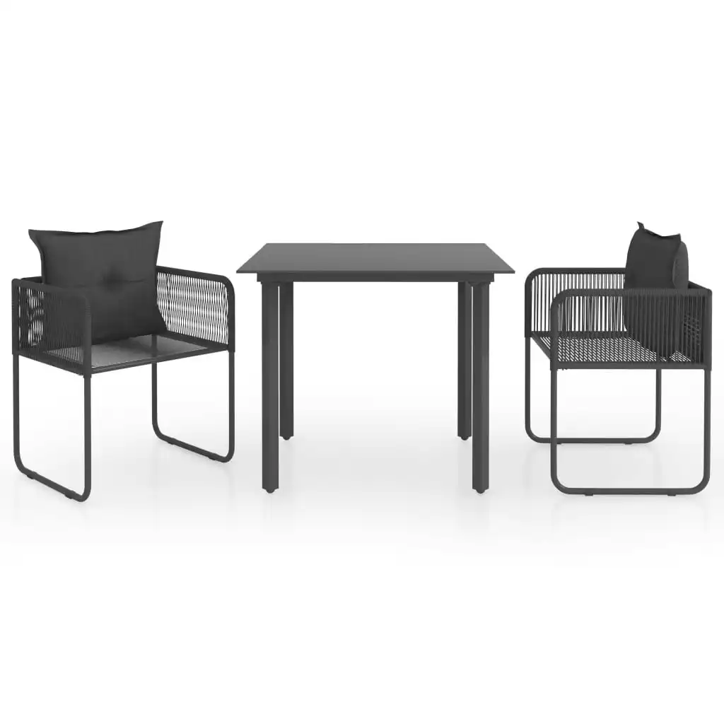 3 Piece Garden Dining Set PVC Rattan Black 3060094