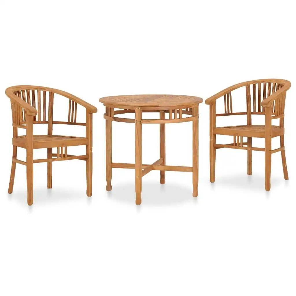 3 Piece Garden Dining Set Solid Teak Wood 3053647