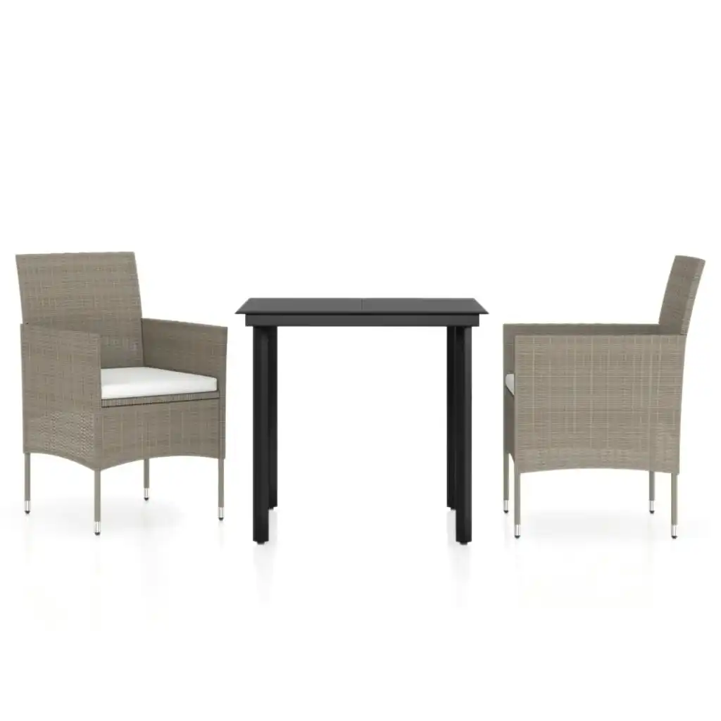 3 Piece Garden Dining Set with Cushions Beige and Black 3099293