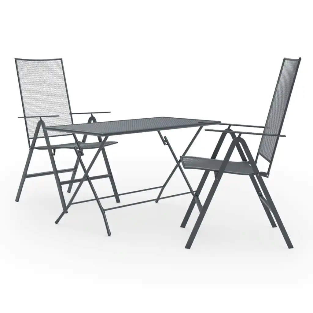 3 Piece Garden Dining Set Steel Anthracite 3074492