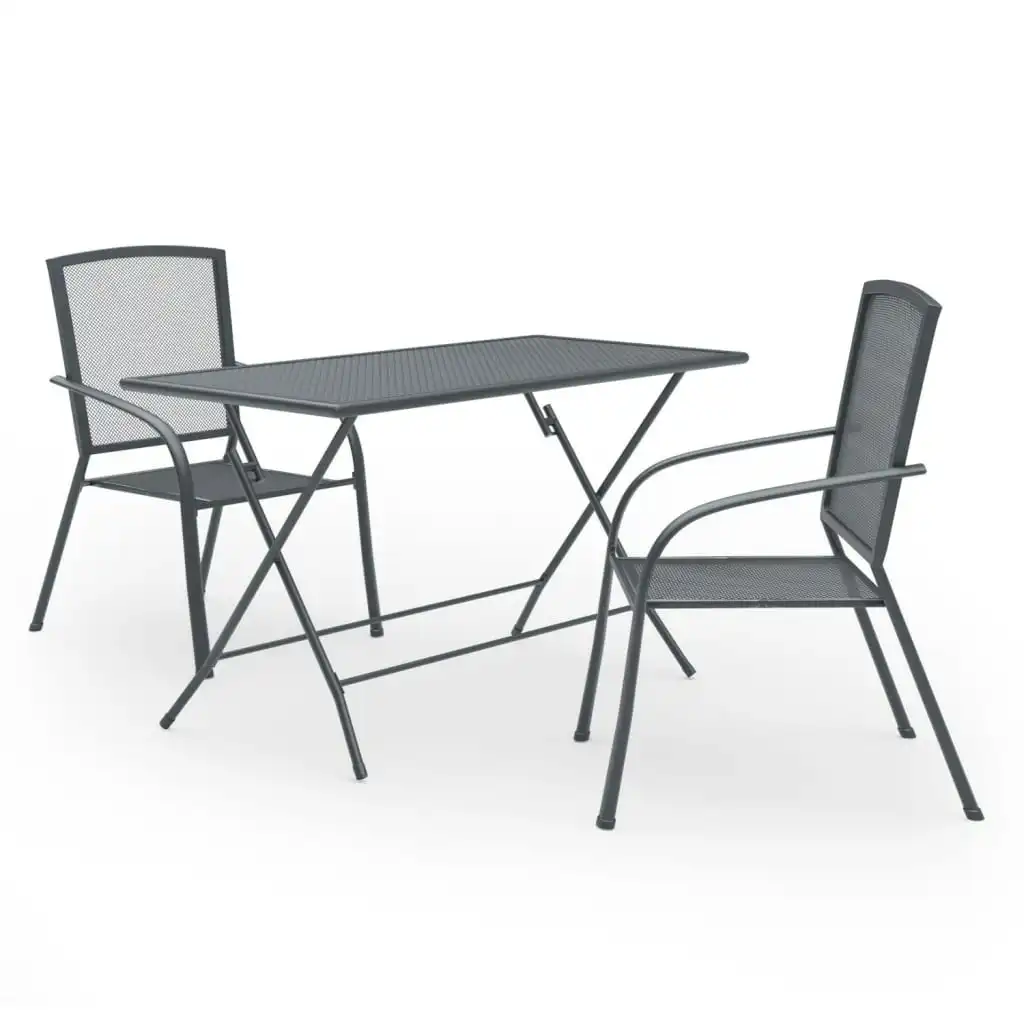 3 Piece Garden Dining Set Steel Anthracite 3074489