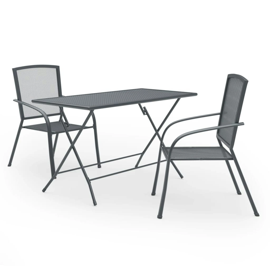 3 Piece Garden Dining Set Steel Anthracite 3074489