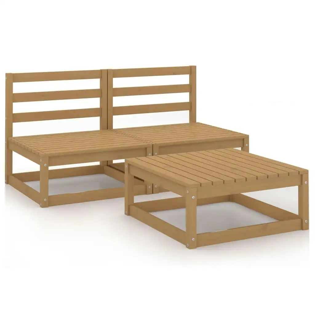 3 Piece Garden Lounge Set Honey Brown Solid Wood Pine 3075237