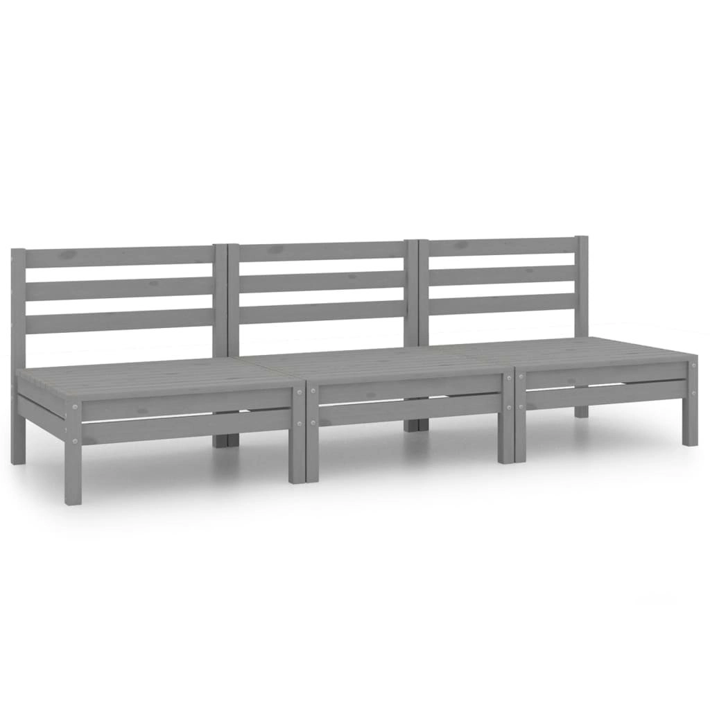 3 Piece Garden Lounge Set Grey Solid Pinewood 3082444