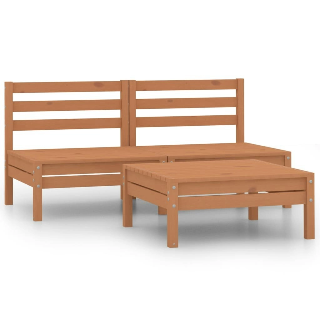 3 Piece Garden Lounge Set Honey Brown Solid Wood Pine 3082380