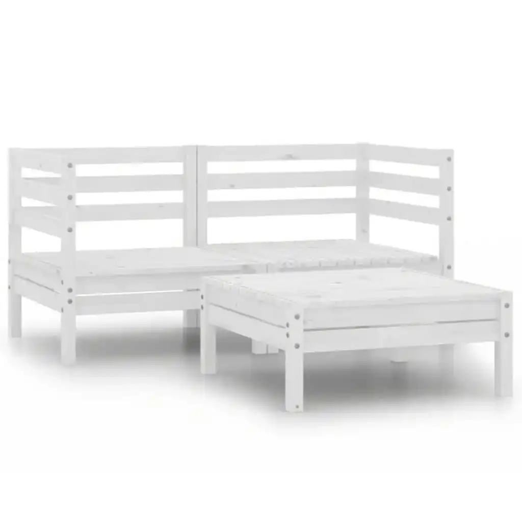 3 Piece Garden Lounge Set Solid Pinewood White 806603