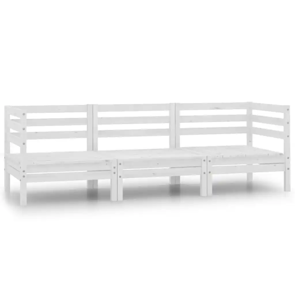 3 Piece Garden Lounge Set Solid Pinewood White 806608