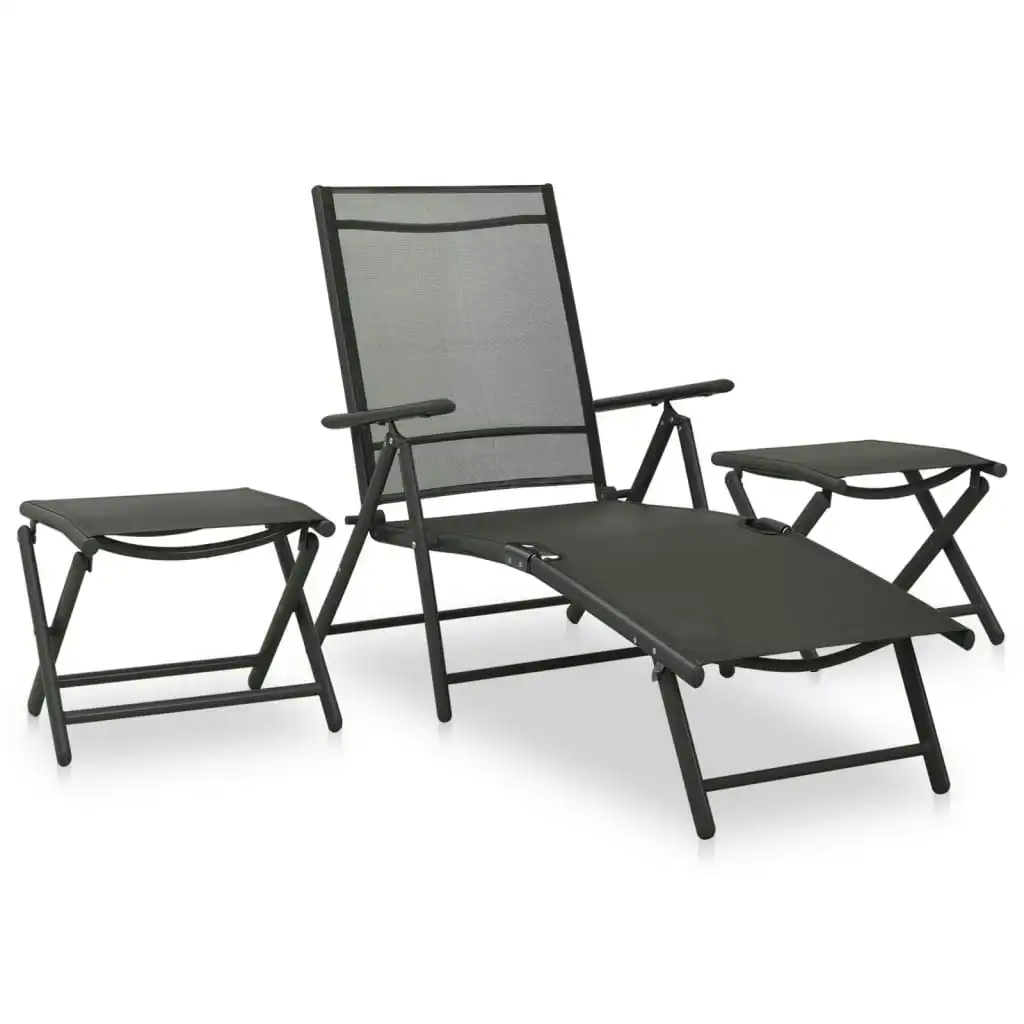 3 Piece Garden Lounge Set Textilene and Aluminium Black 312198