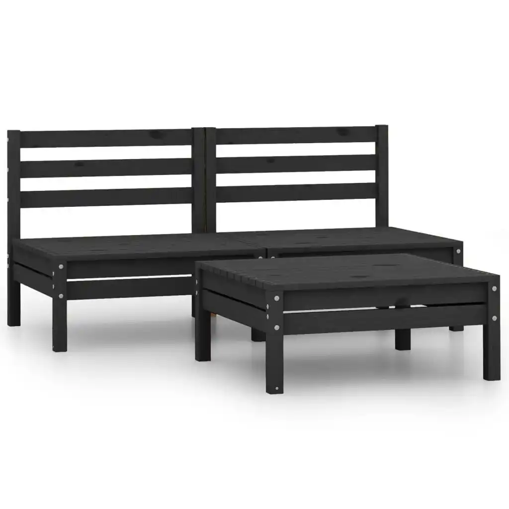 3 Piece Garden Lounge Set Solid Pinewood Black 806616