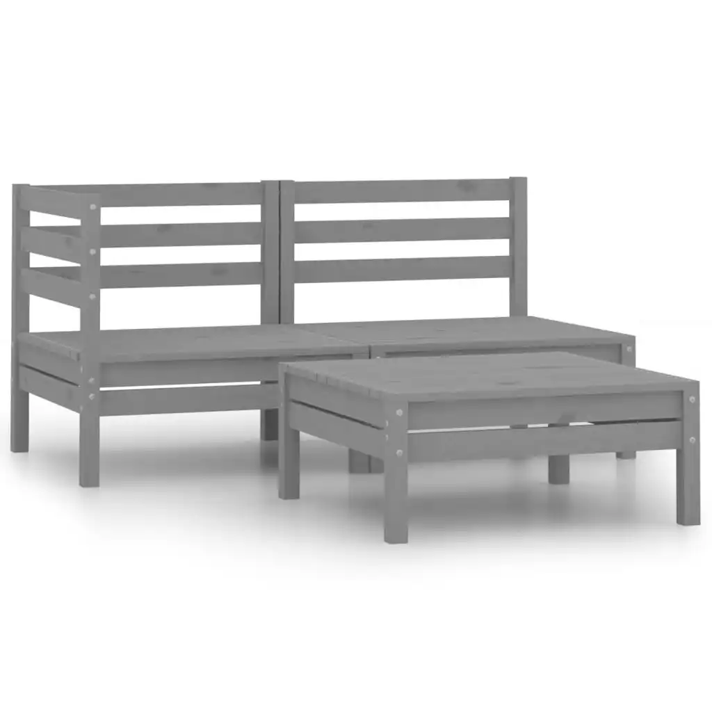 3 Piece Garden Lounge Set Solid Pinewood Grey 806599