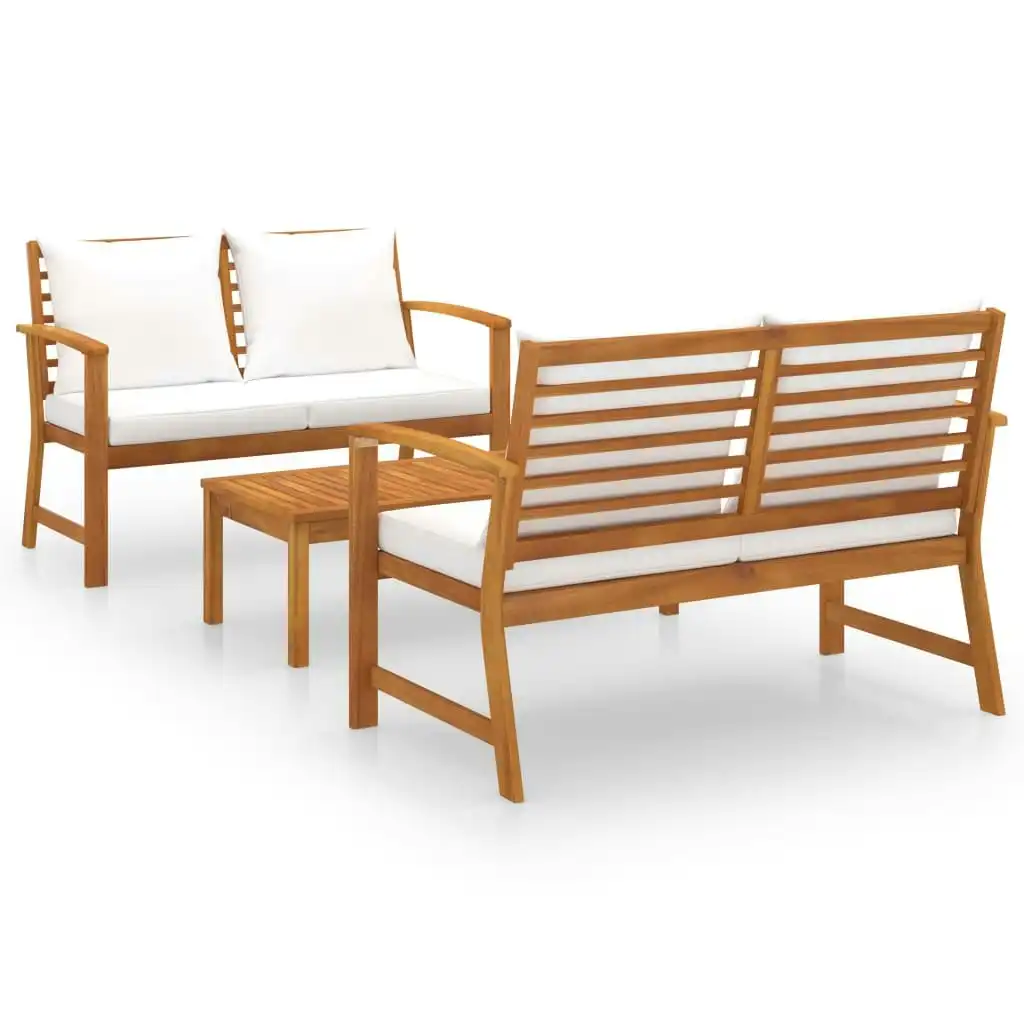 3 Piece Garden Lounge Set with Cushion Solid Acacia Wood 3057788