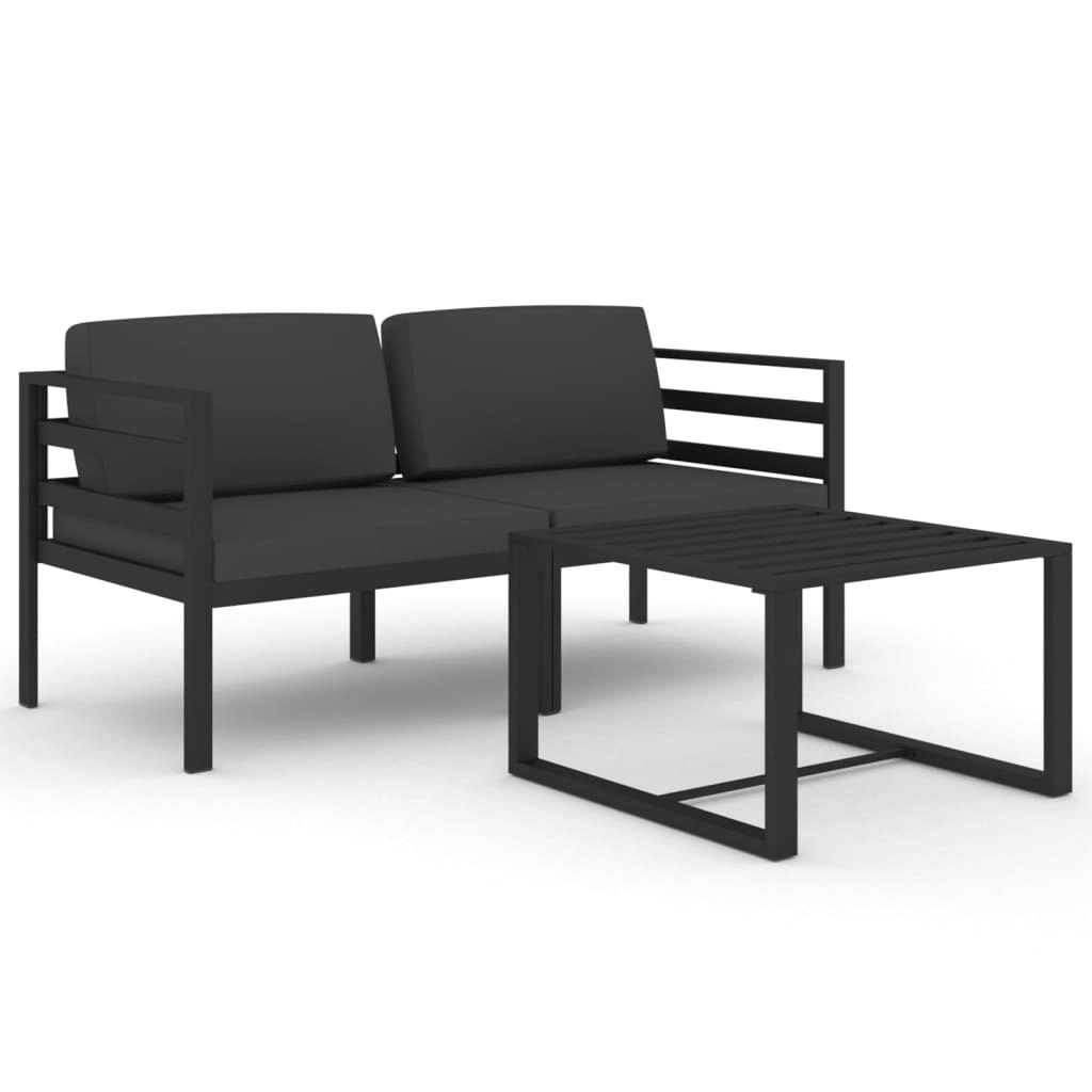 3 Piece Garden Lounge Set with Cushions Aluminium Anthracite 3107779