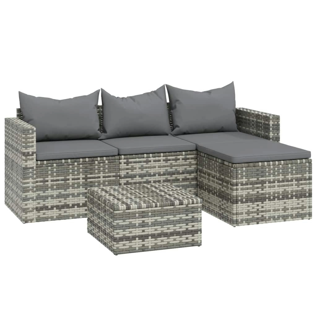 3 Piece Garden Lounge Set with Cushions Grey Poly Rattan 362331