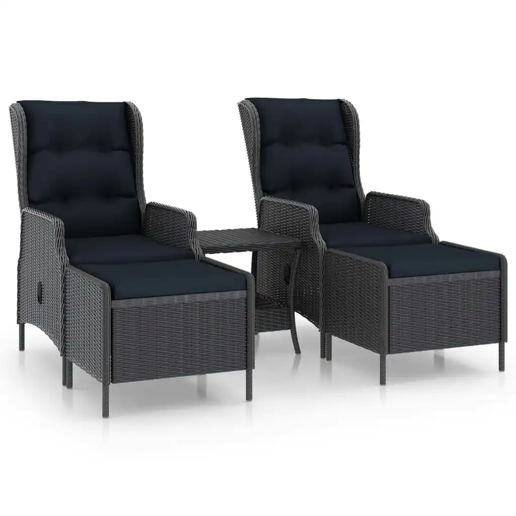 3 Piece Garden Lounge Set with Cushions Poly Rattan Dark Grey 3060154