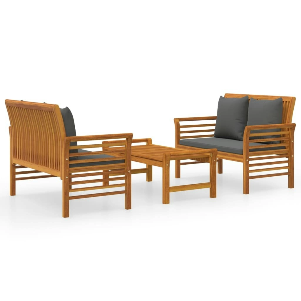 3 Piece Garden Lounge Set with Cushions Solid Wood Acacia 3058099