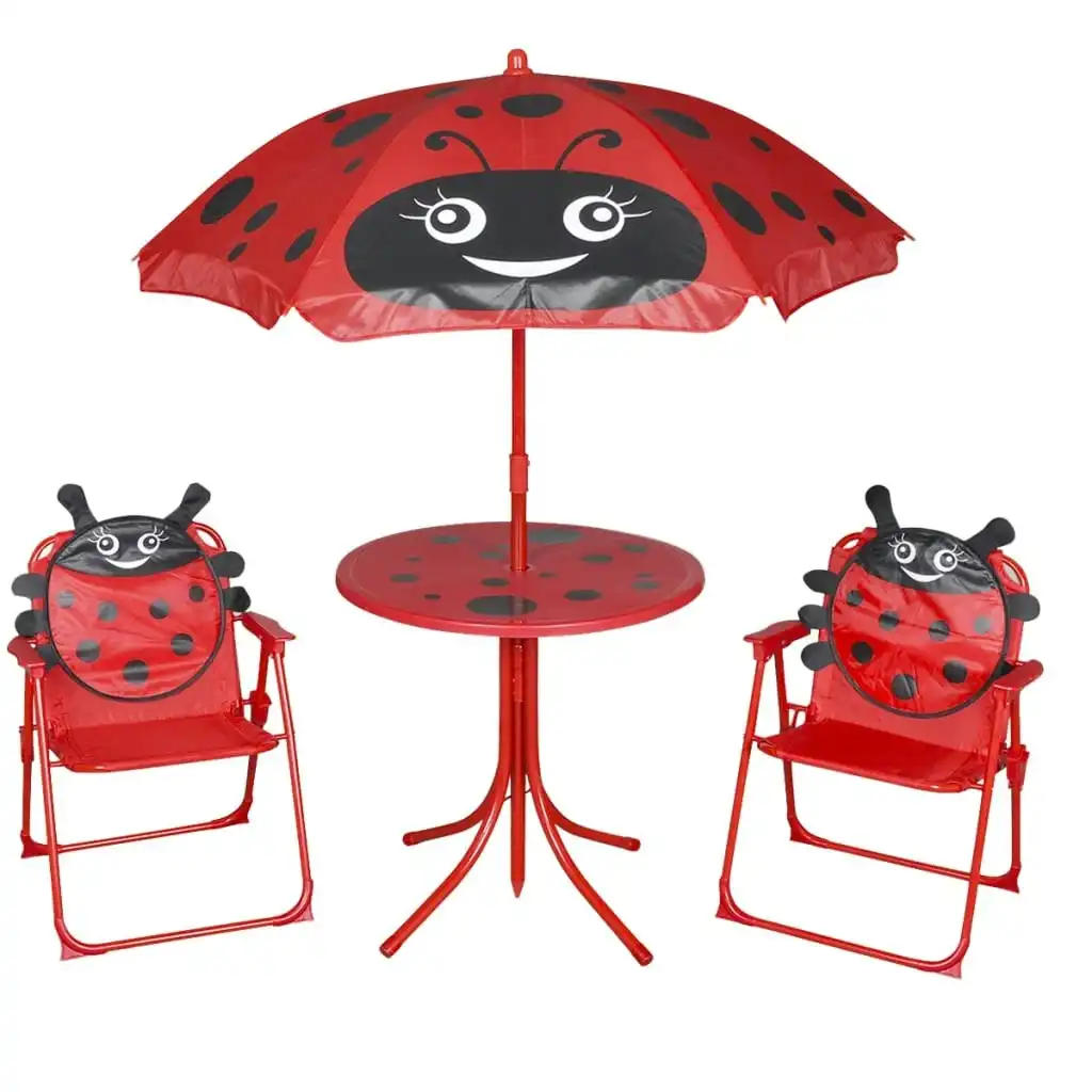 3 Piece Kids' Garden Bistro Set with Parasol Red 41842