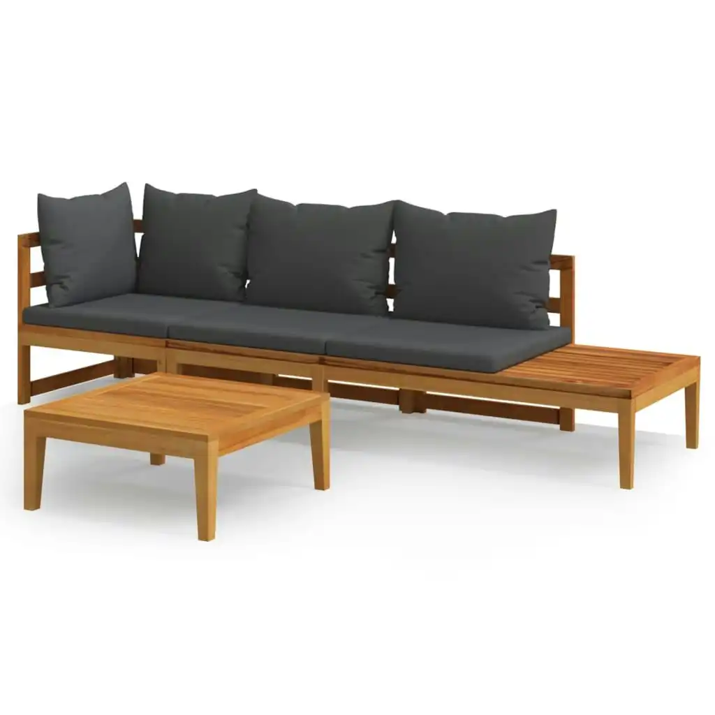 3 Piece Garden Lounge Set with Dark Grey Cushions Acacia Wood 3087273