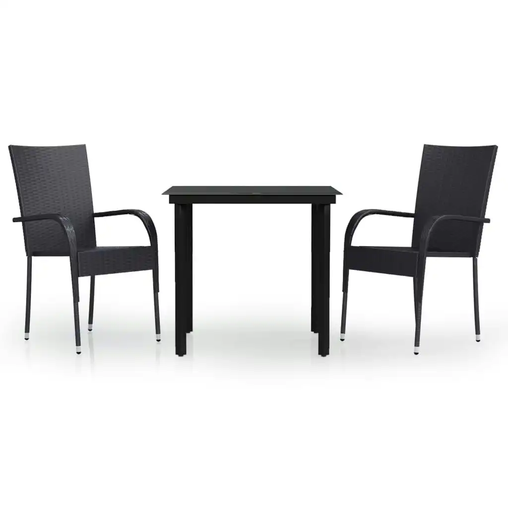 3 Piece Outdoor Dining Set Black 3099377