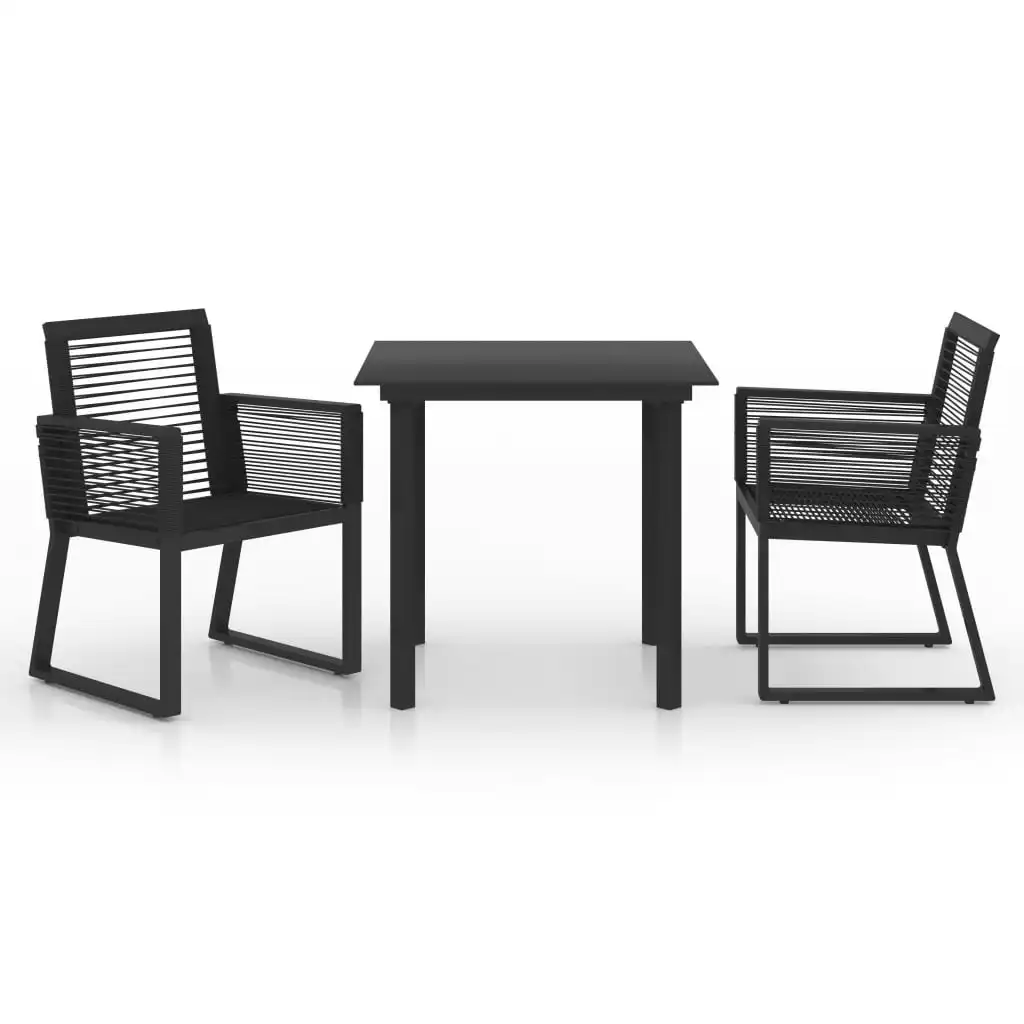 3 Piece Outdoor Dining Set PVC Rattan Black 3058283