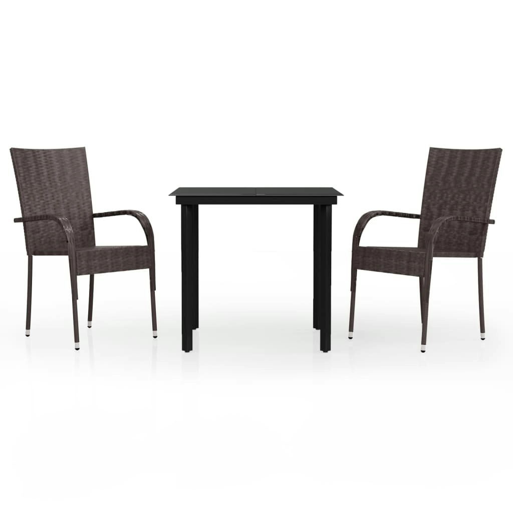 3 Piece Outdoor Dining Set Brown and Black 3099383