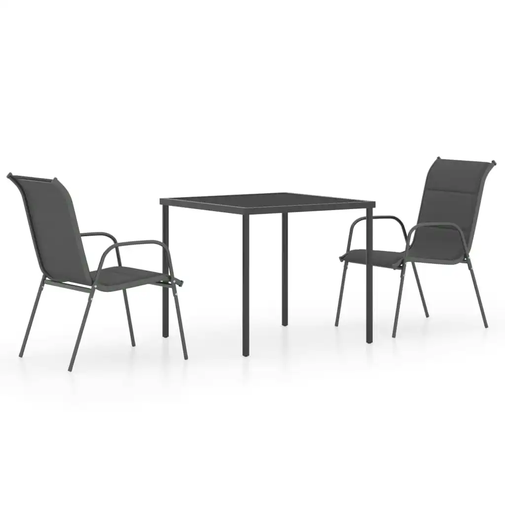 3 Piece Outdoor Dining Set Steel Anthracite 3073475