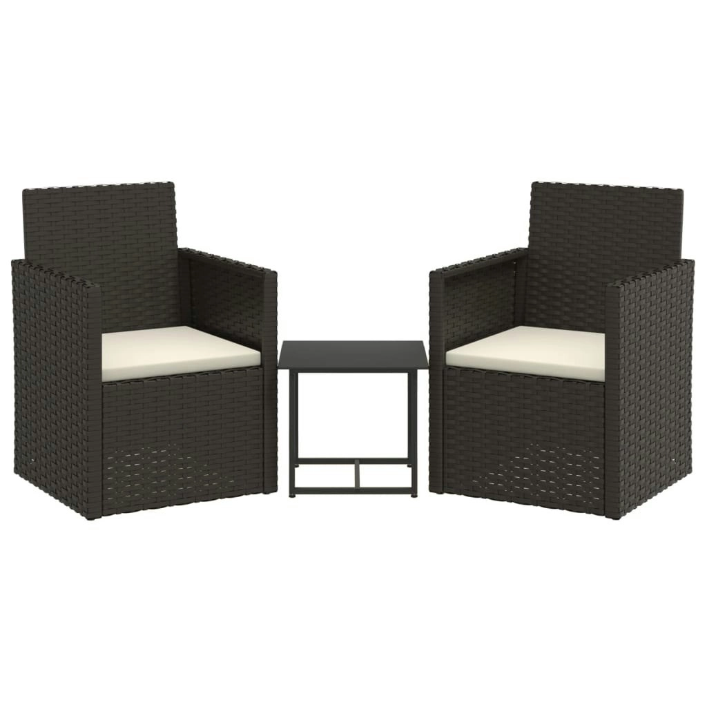 3 Piece Outdoor Sofa Set with Cushions Black Poly Rattan 319190