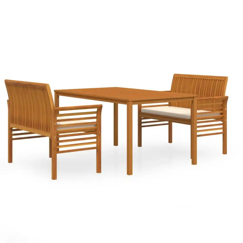 3 Piece Outdoor Dining Set with Cushions Solid Wood Acacia 3120457