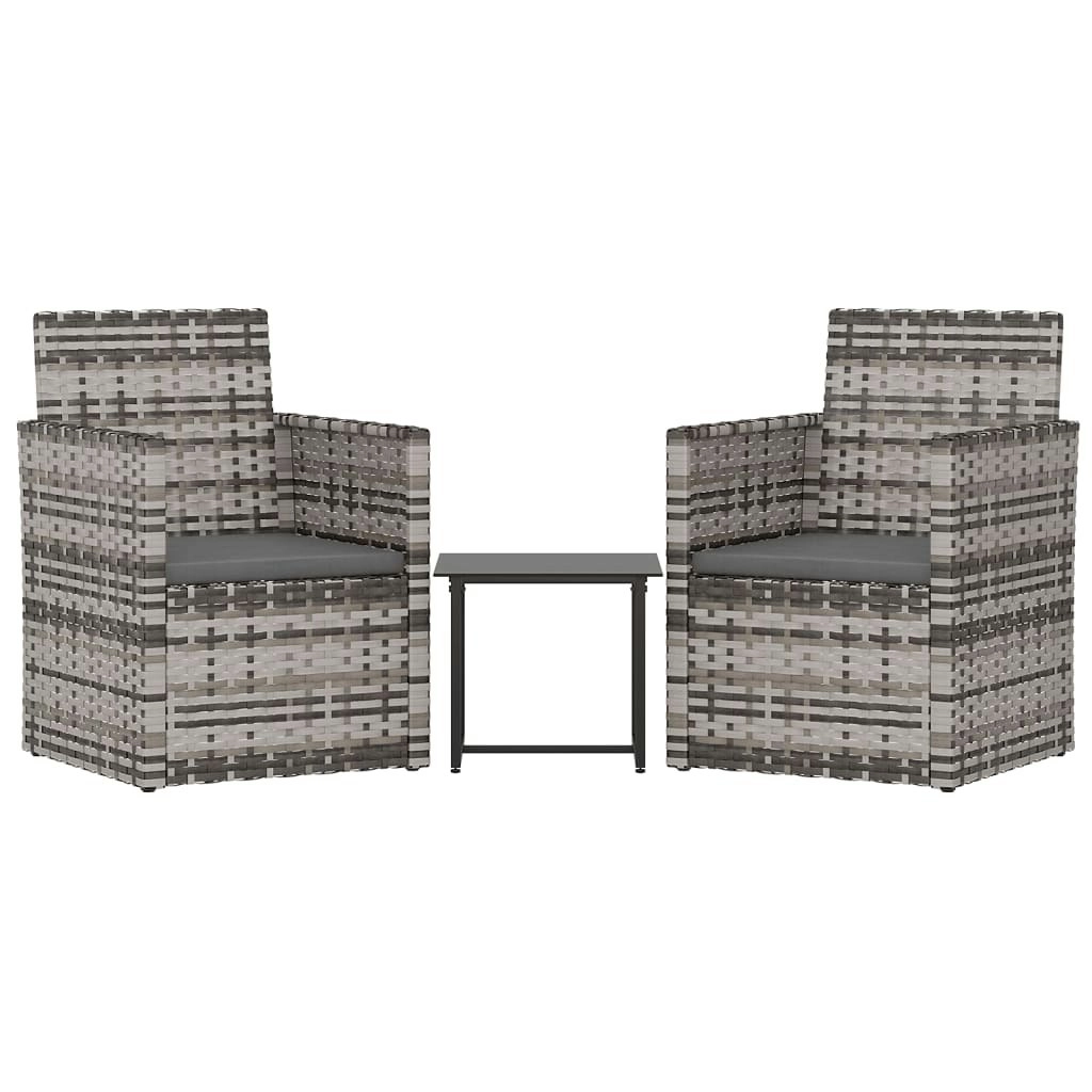 3 Piece Outdoor Lounge Set with Cushions Poly Rattan Grey 319191