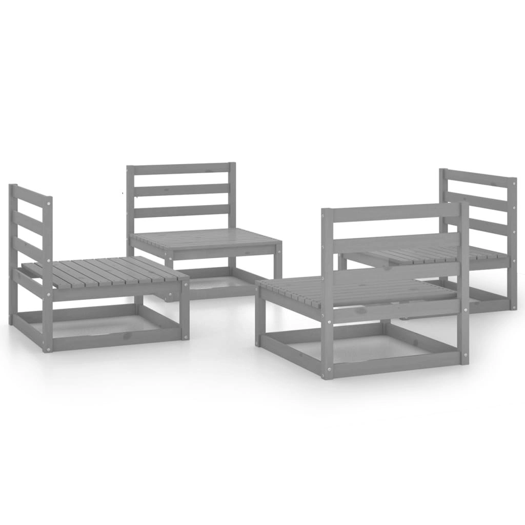 4 Piece Garden Lounge Set Grey Solid Pinewood 3075261