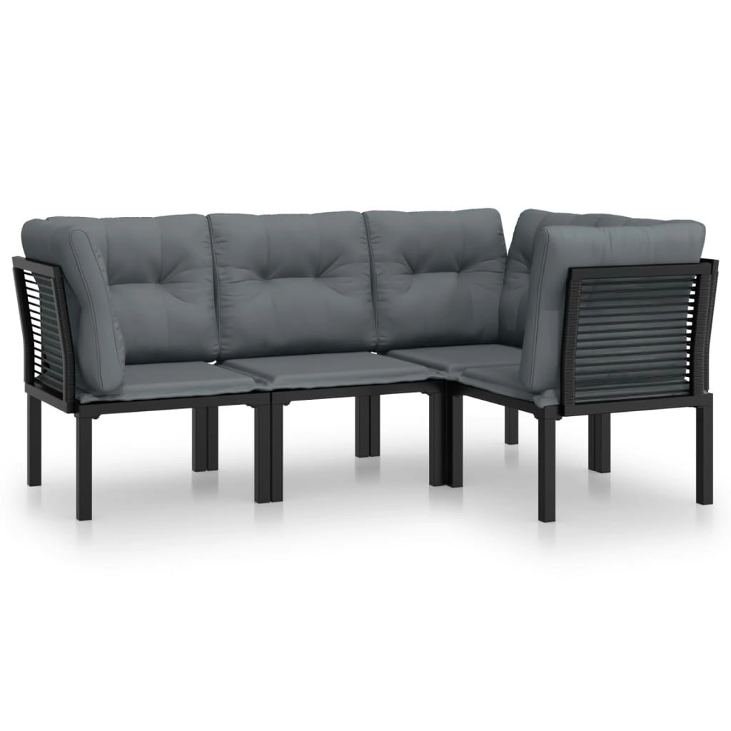 4 Piece Garden Lounge Set Black and Grey Poly Rattan 3187751