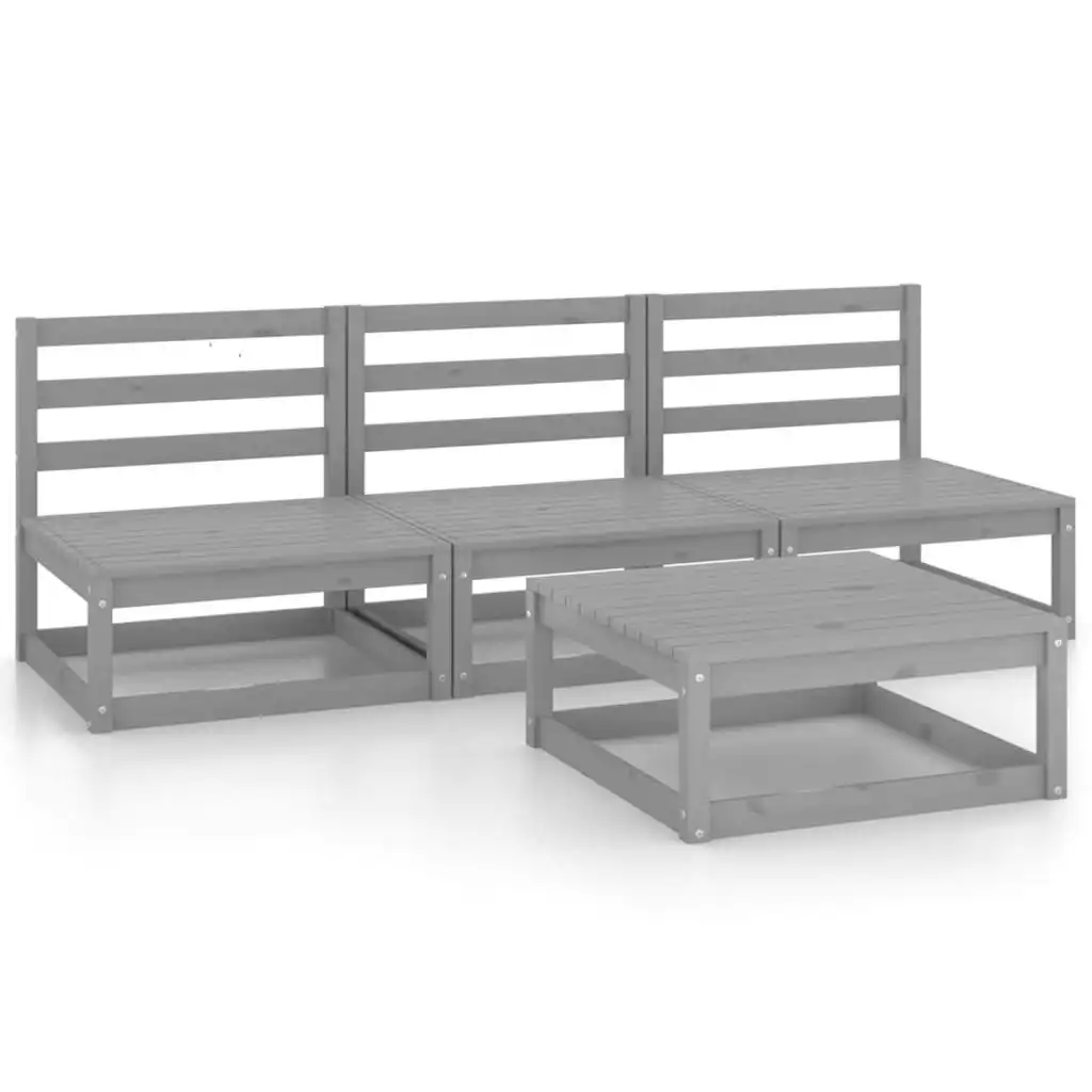 4 Piece Garden Lounge Set Grey Solid Pinewood 3075306