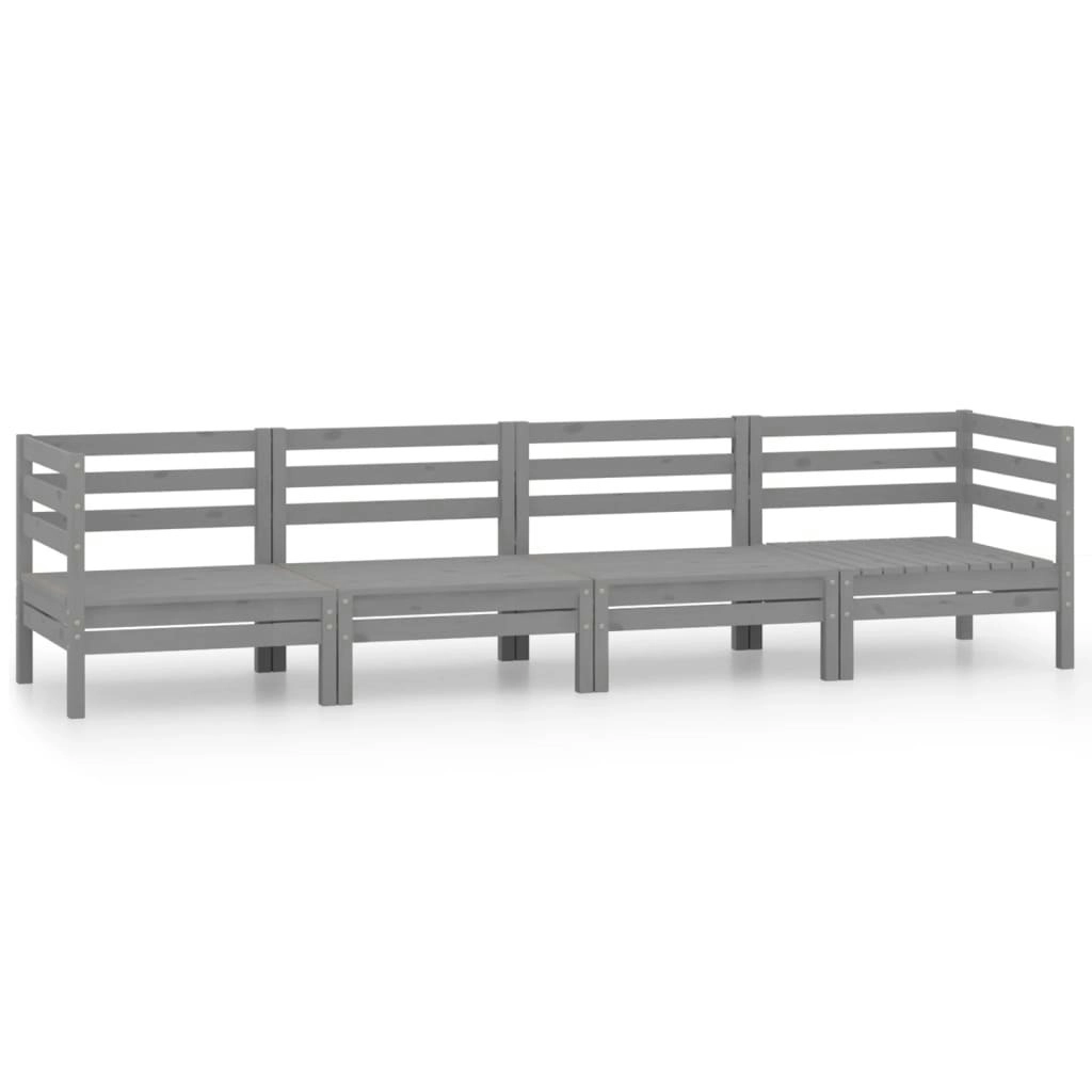 4 Piece Garden Lounge Set Grey Solid Pinewood 3082504