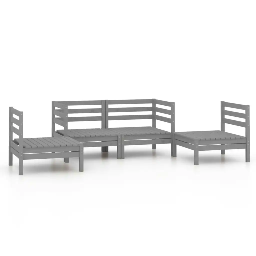 4 Piece Garden Lounge Set Grey Solid Pinewood 3082524