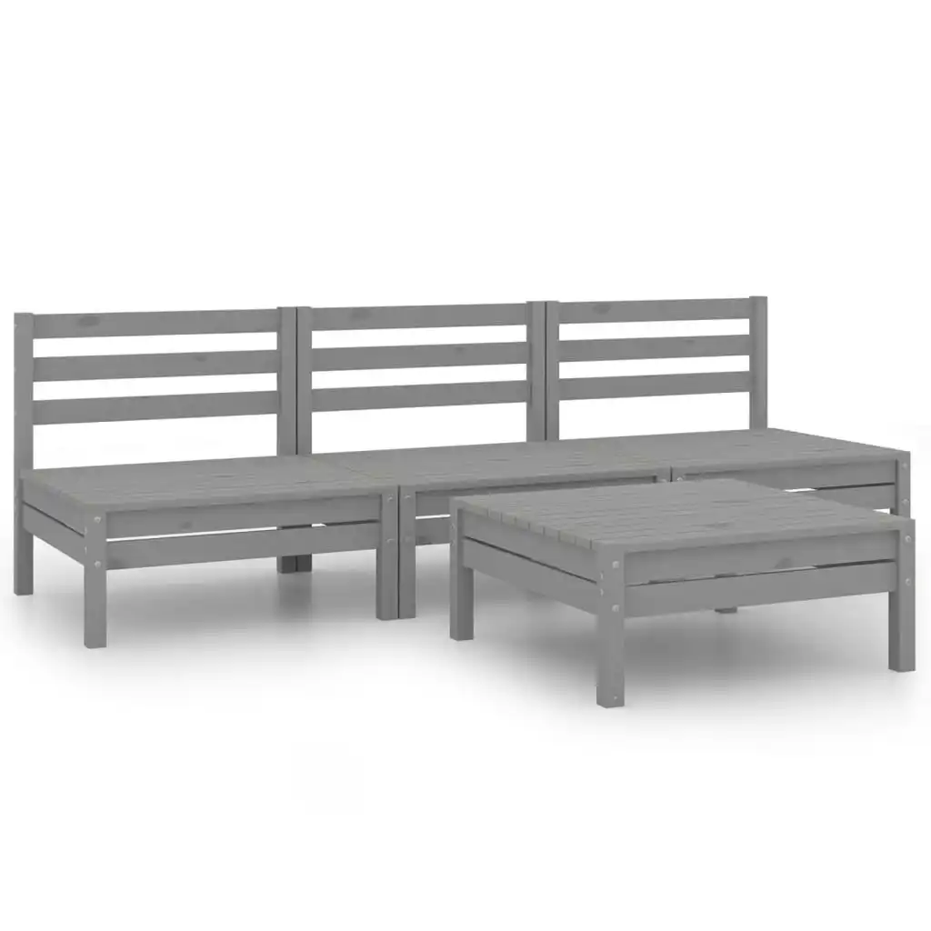 4 Piece Garden Lounge Set Grey Solid Pinewood 3082449