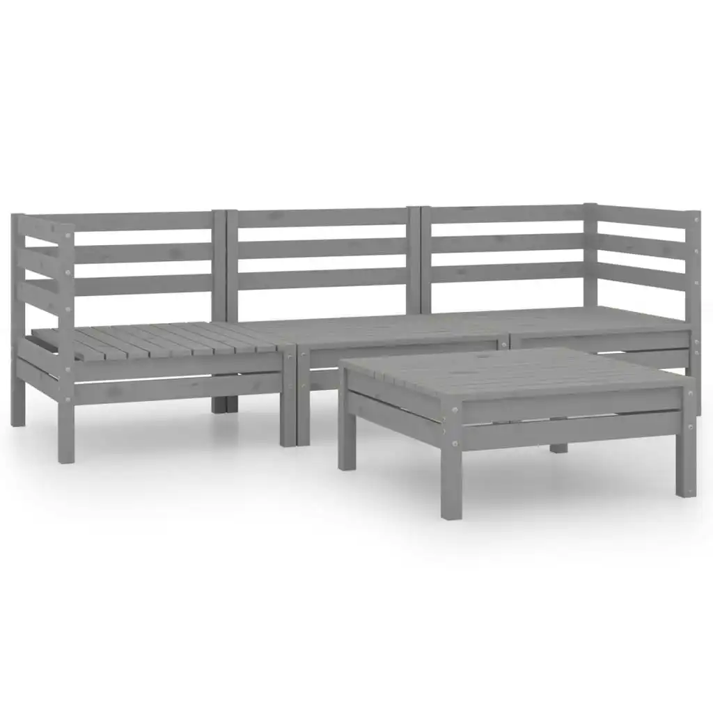 4 Piece Garden Lounge Set Grey Solid Wood Pine 3082469