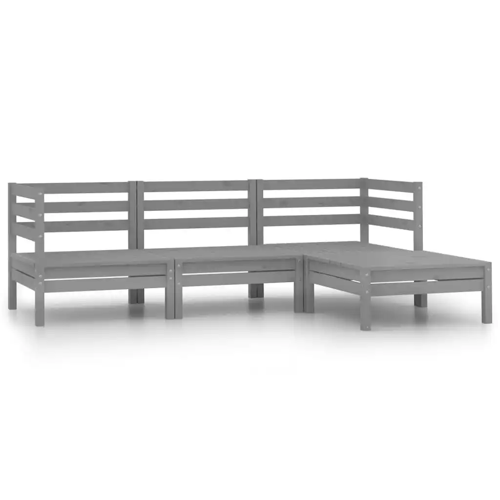 4 Piece Garden Lounge Set Solid Pinewood Grey 806624