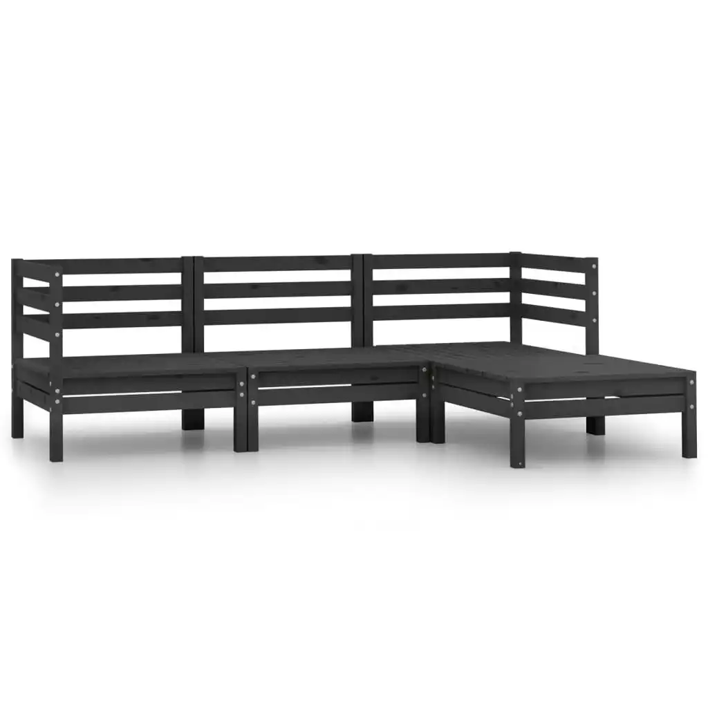 4 Piece Garden Lounge Set Solid Pinewood Black 806626