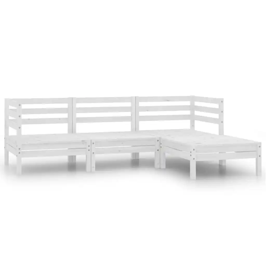 4 Piece Garden Lounge Set Solid Pinewood White 806623