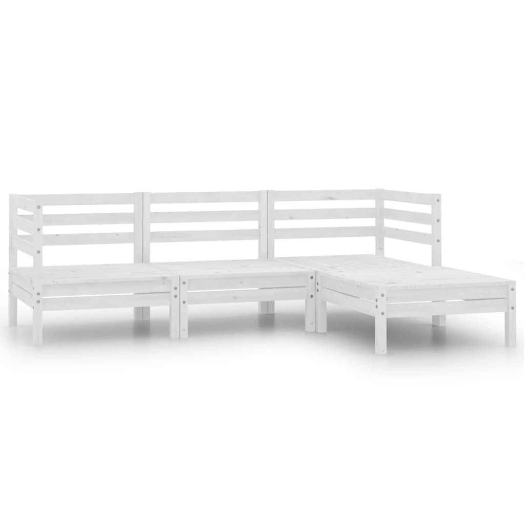 4 Piece Garden Lounge Set Solid Pinewood White 806623