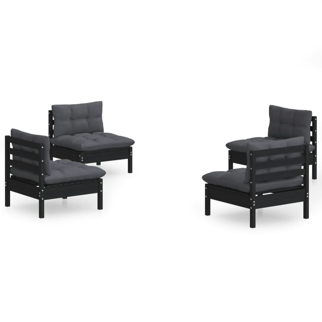 4 Piece Garden Lounge Set with Anthracite Cushions Pinewood 3096032