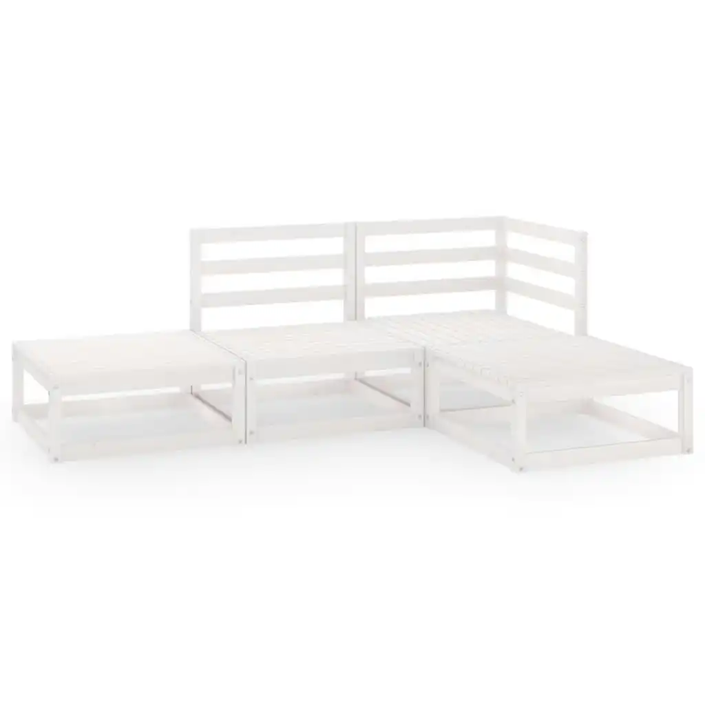 4 Piece Garden Lounge Set White Solid Pinewood 3075475