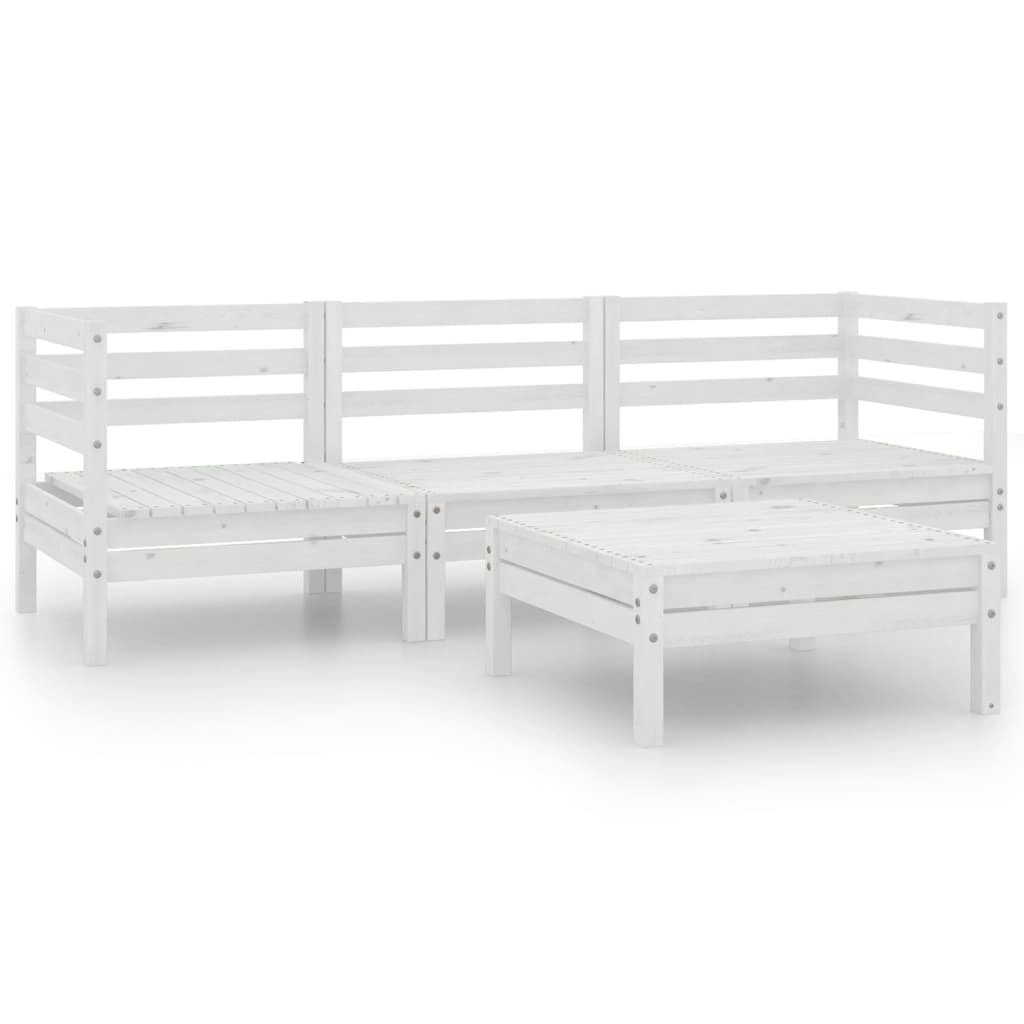 4 Piece Garden Lounge Set White Solid Wood Pine 3082468