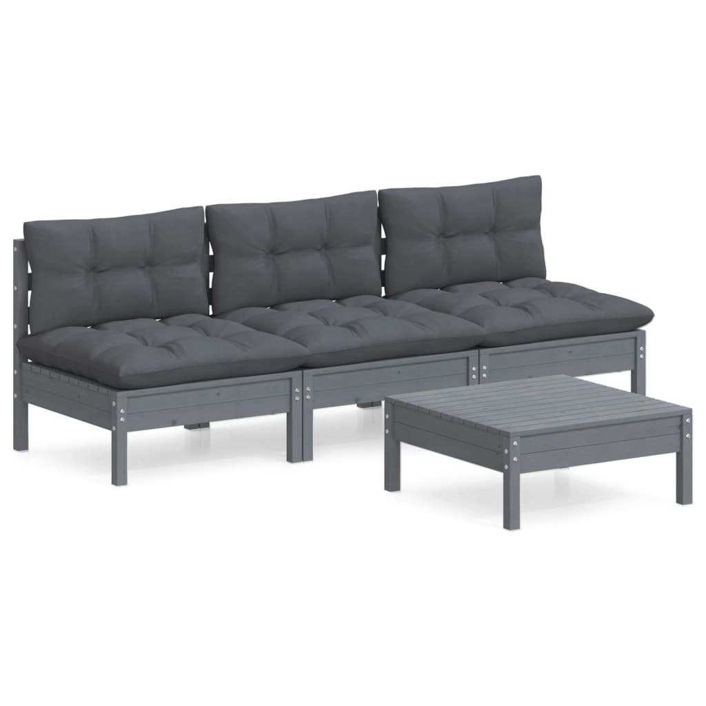 4 Piece Garden Lounge Set with Anthracite Cushions Pinewood 3096084