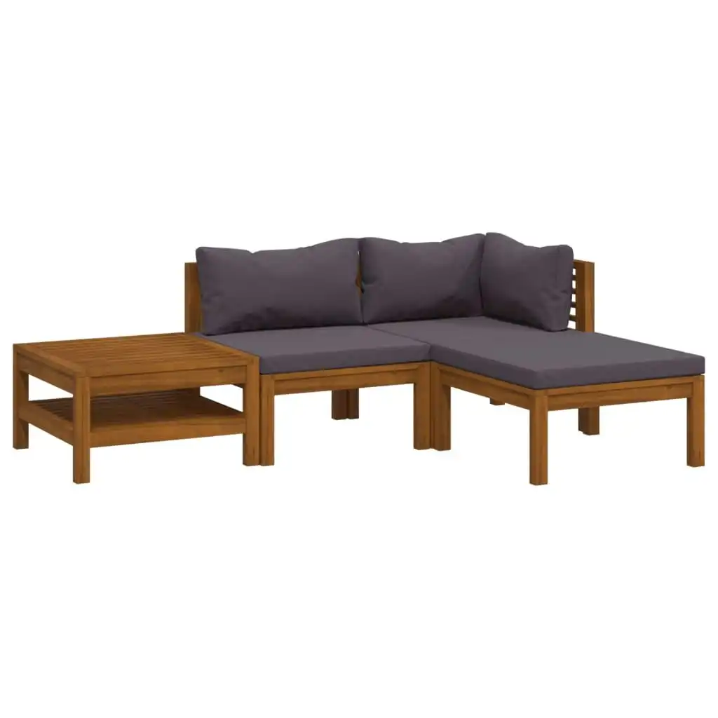 4 Piece Garden Lounge Set with Cushion Solid Acacia Wood 3086893