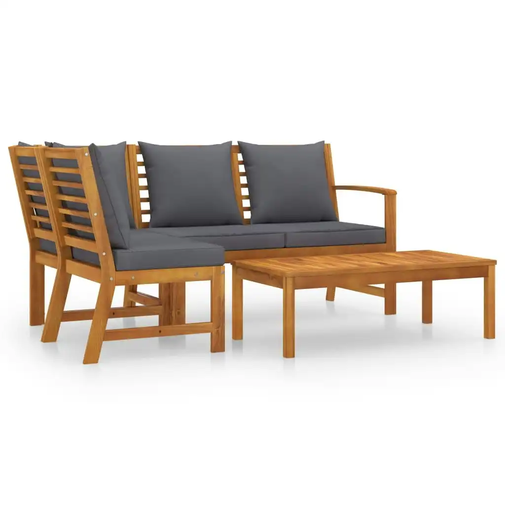 4 Piece Garden Lounge Set with Cushion Solid Acacia Wood 3057779