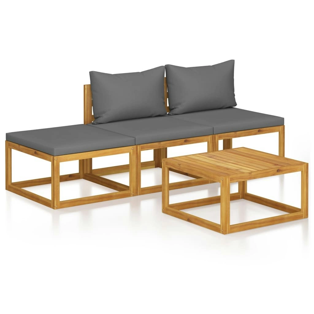 4 Piece Garden Lounge Set with Cushion Solid Acacia Wood 3057627