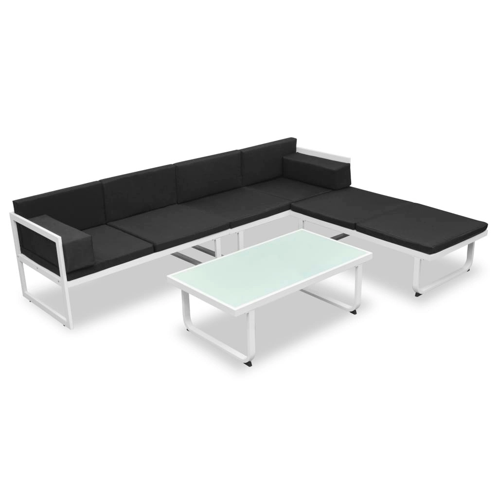 4 Piece Garden Lounge Set with Cushions Aluminium Black 42815