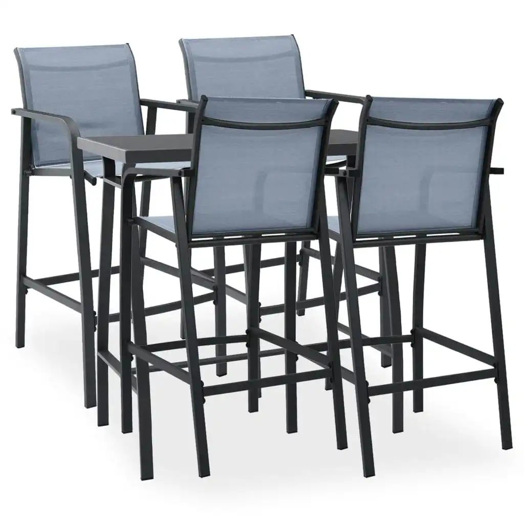 5 Piece Garden Bar Set Black and Grey 3073577