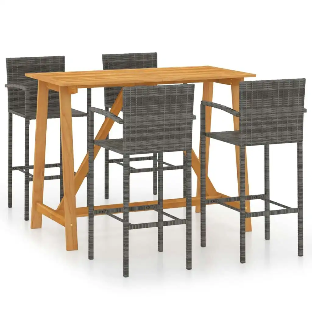 5 Piece Garden Bar Set Grey 3067970