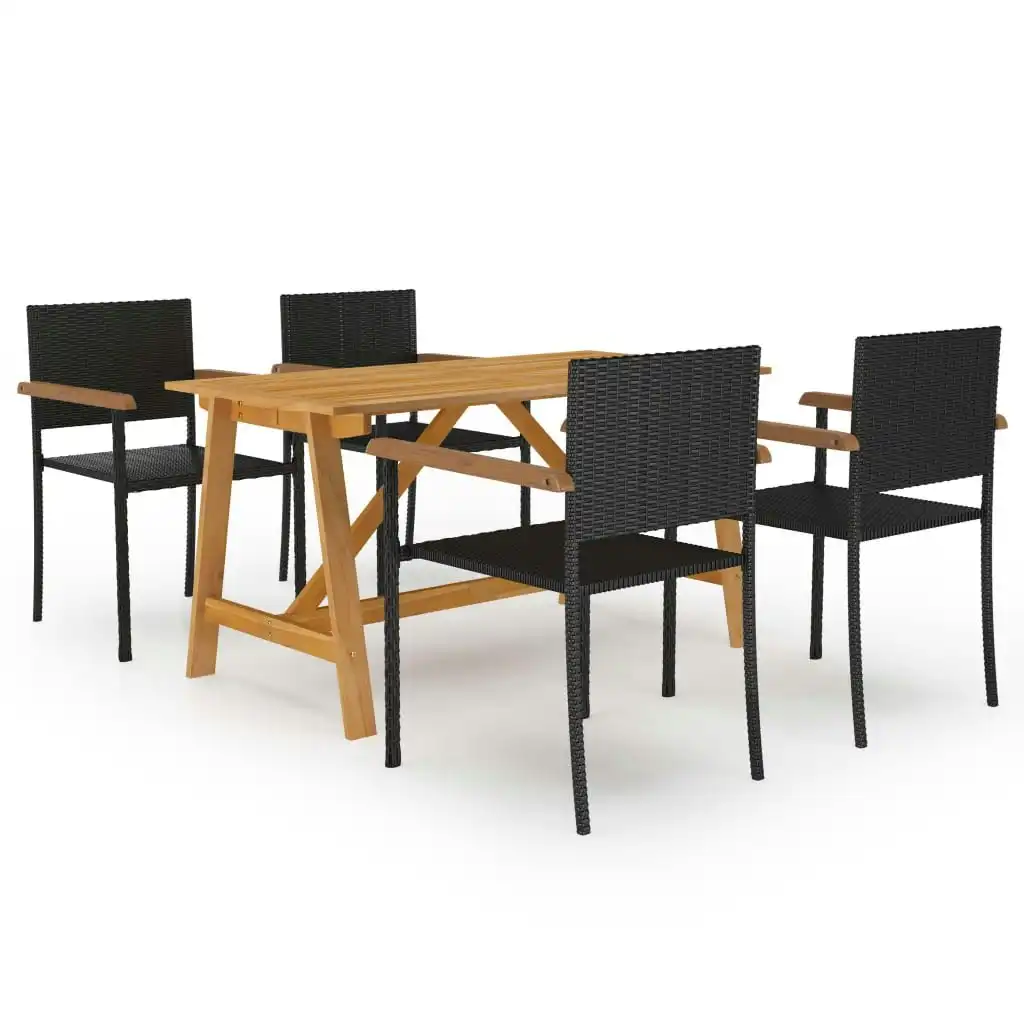 5 Piece Garden Dining Set Black 3068764